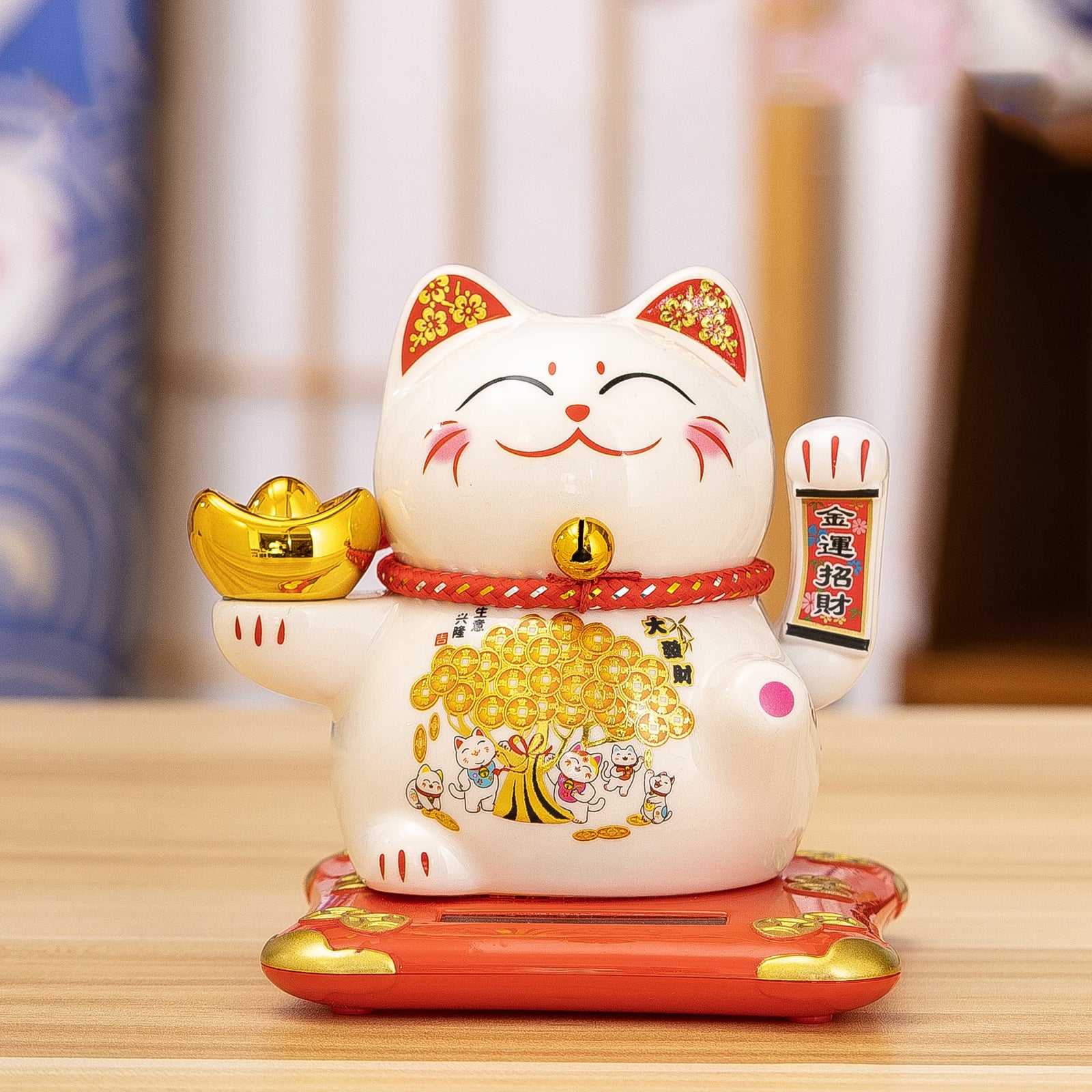 White Ceramic Maneki-neko (Lucky Cat) – Available in Various Colors and Styles