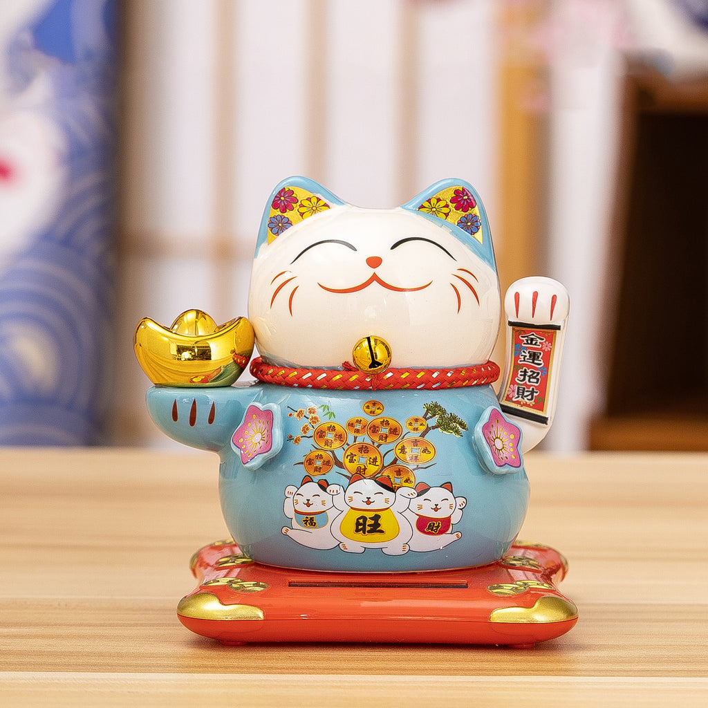 White Ceramic Maneki-neko (Lucky Cat) – Available in Various Colors and Styles