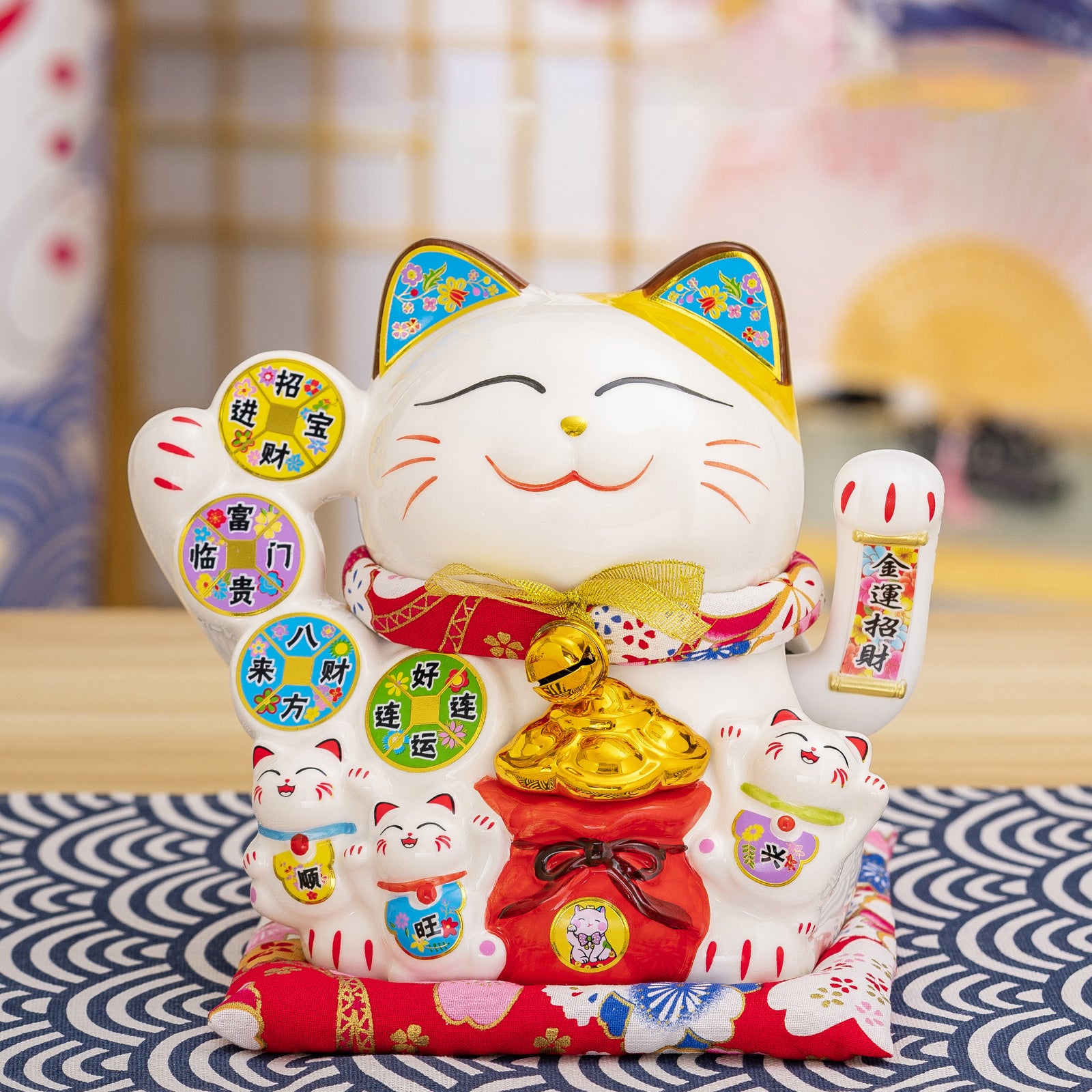 White Ceramic Maneki-neko (Lucky Cat) – Available in Various Colors and Styles