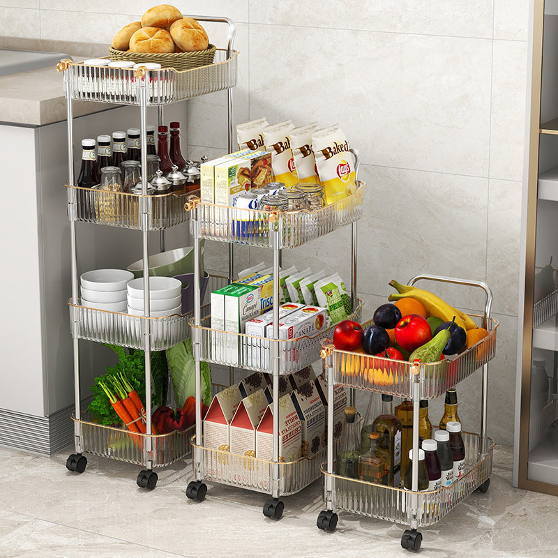 2-4 Tier Trolley Wheel Cart Storage Rack Shelves Kitchen Display Shelf