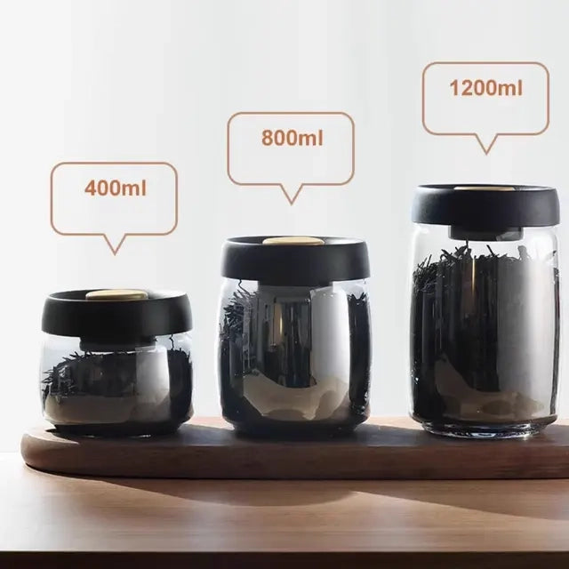 Airtight food storage vacuum borosilicate glass vacuum jar for coffee CBD HEMP Flower