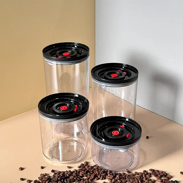 Kitchen Airtight Seal Vacuum Coffee Bean Milk Powder Cereal Corn Canister for Food Storage 4 Size with Date Marker