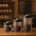 Ripple Vacuum Jar - 3mm Thick Borosilicate Glass, Airtight Food Storage Container & Pantry Organization, Vacuum Sealed, Available in 0.55L / 0.85L / 1.4L