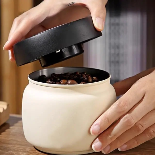 Sealed Cream Jar Stainless Steel Vacuum Coffee Beans Canister Kitchen Food Storage Container With Airtight Lid