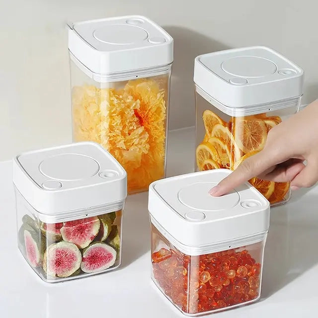 Square High Vacuum Food Storage Canister, Stackable BPA Free Plastic Cereal Containers, for Kitchen Pantry Organization and Storage