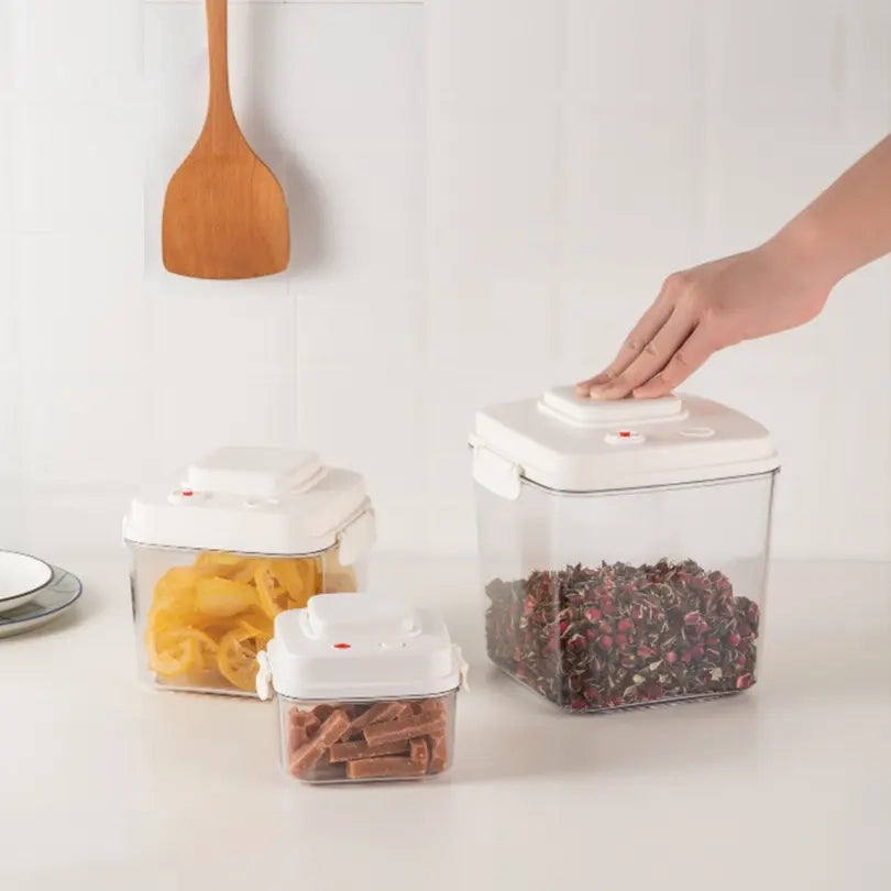 Square Plastic Container Vacuum Food Storage Canisters Set