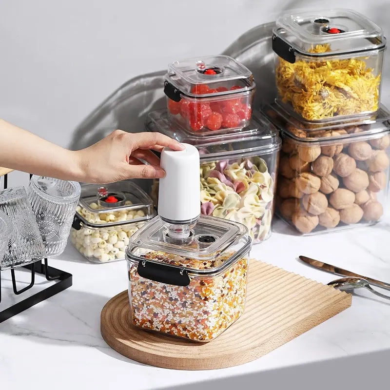 Square Pumpable Food Storage Locking Canisters Set
