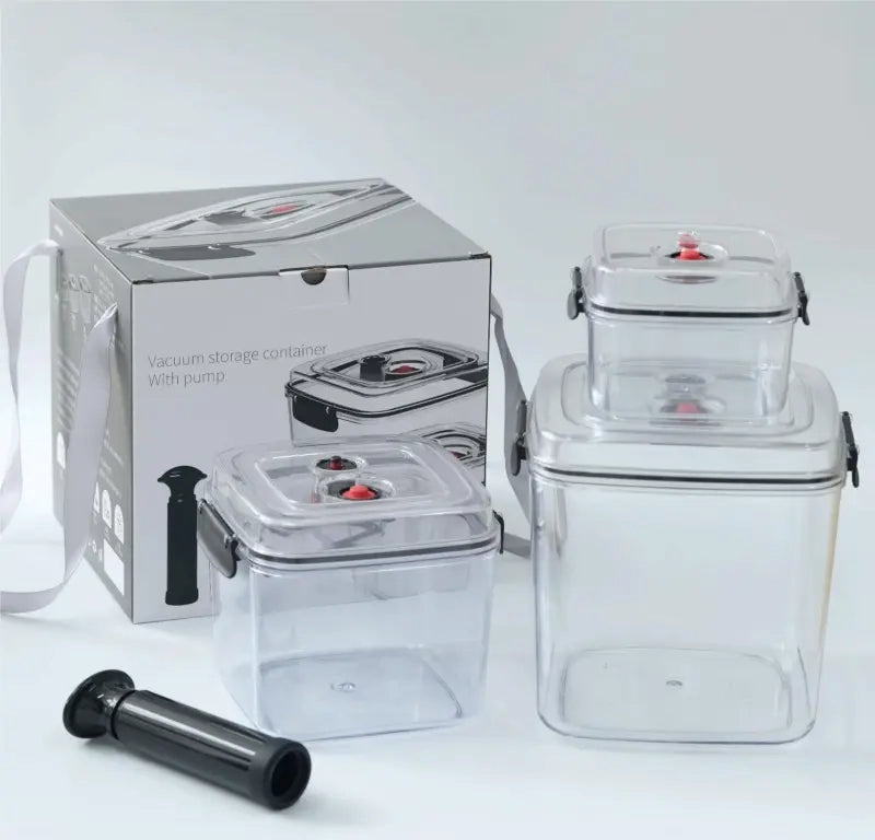 Square Pumpable Food Storage Locking Canisters Set