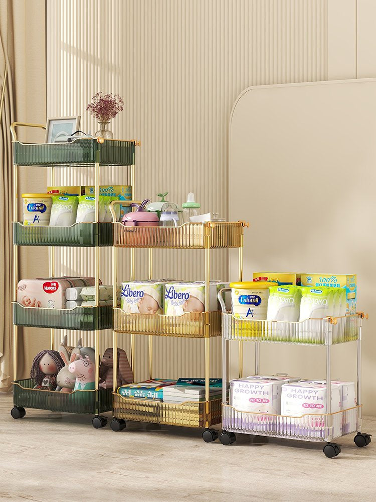 Trolley Wheel Cart & Storage Rack Space-Saving Organizer for Bedroom Closet