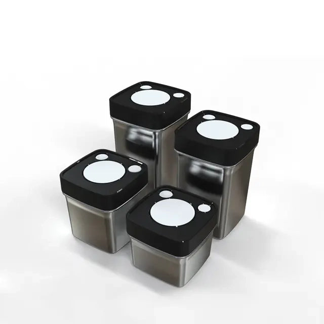 Vacuum Square Stainless Steel Airtight Lid Push Button Kitchen Storage Jar